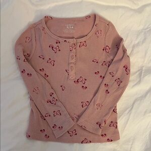 Girls Pink Butterfly Long Sleeve Top